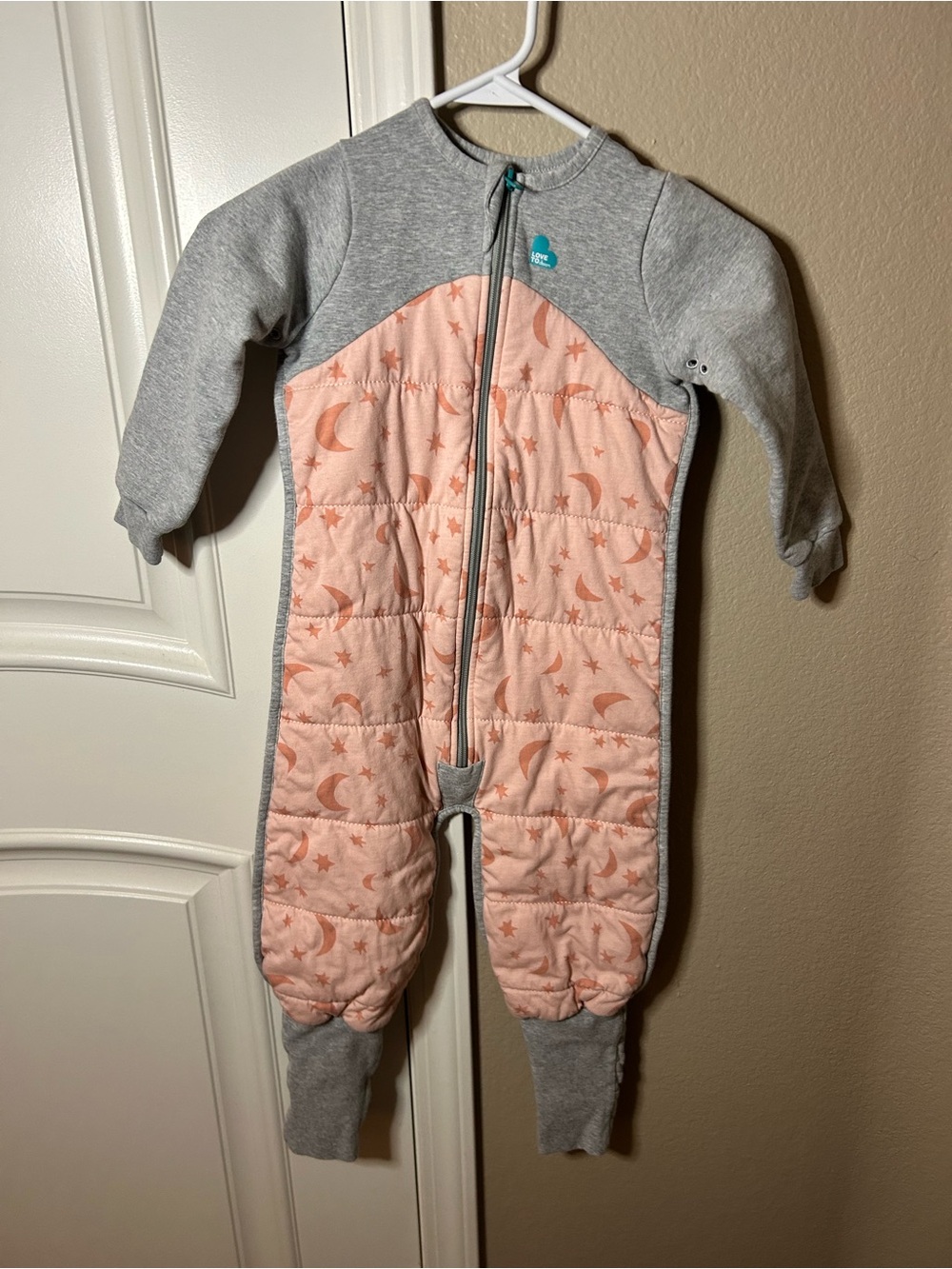 Love to dream Pink and Gray Quilted Sleep Sack Romper